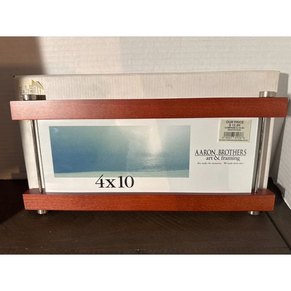 Aaron Brothers Cairo Suspension Dark Brown Wood 4x10 Panoramic Picture Frame NEW